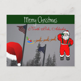 Santa House Reindeer Sleigh Blizzard Storm Frozen Holiday Postcard