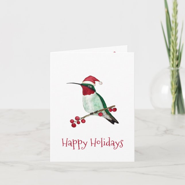 Santa Hummingbird Holiday Card (Front)