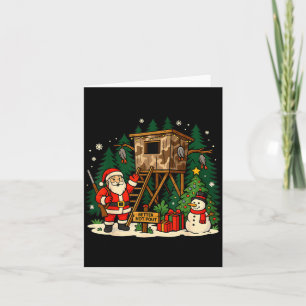 Santa Hunting Cabin Funny Christmas Better Not Ut  Card