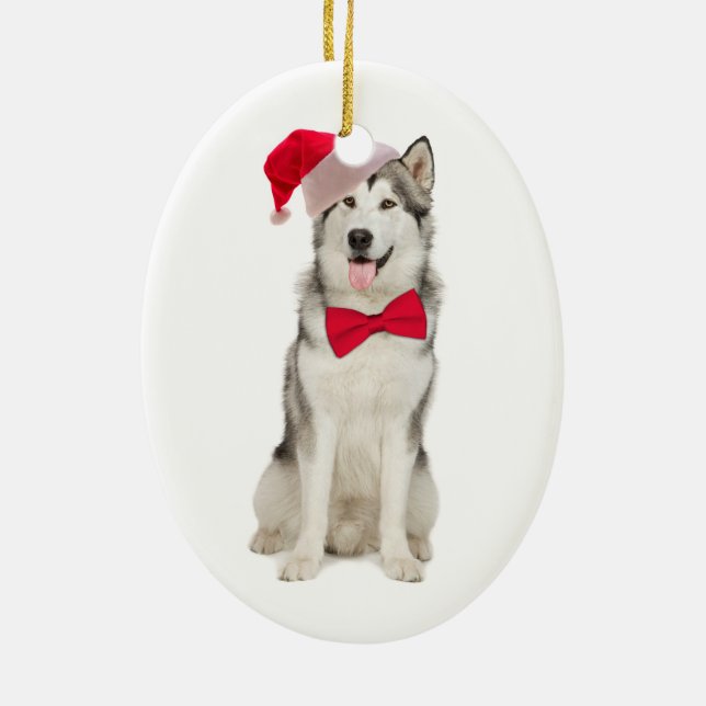 Santa Husky Christmas Ornament (Back)