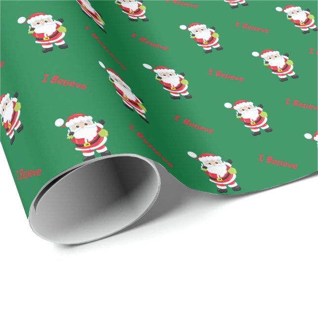 Santa I Believe | Christmas Holiday Wrapping Paper (Roll Corner)