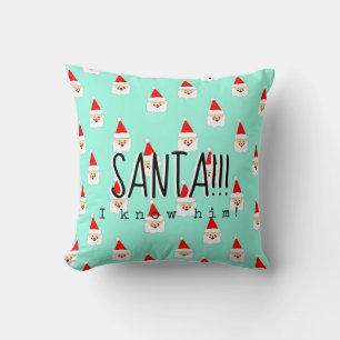 santa i know him elf movie quote mid century cushion