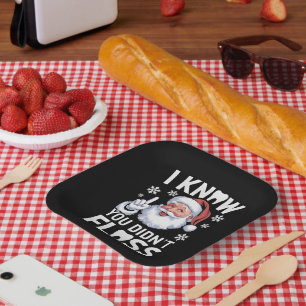 Santa I Know You Didn't Floss Dentist Dental Xmas Paper Plate