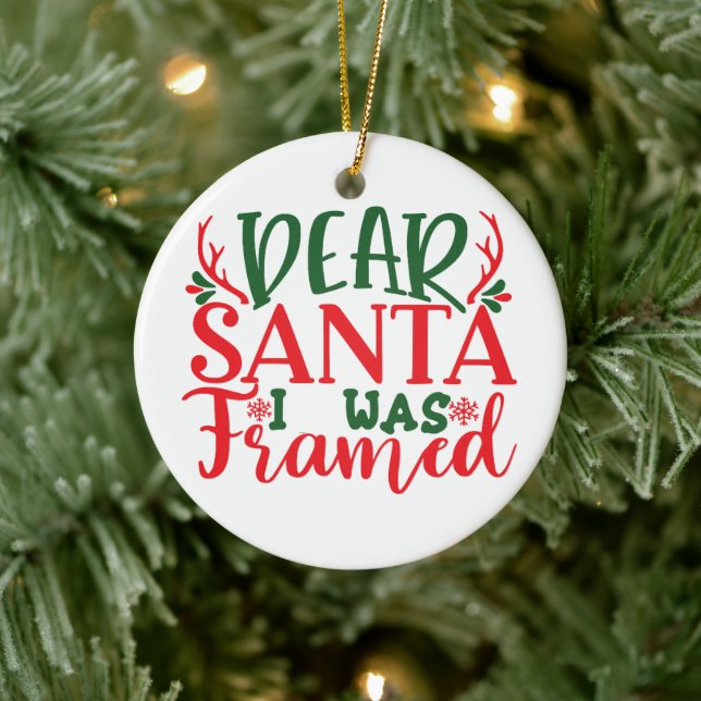Santa I was Framed - Personalise- Christmas Ceramic Tree Decoration (Tree)