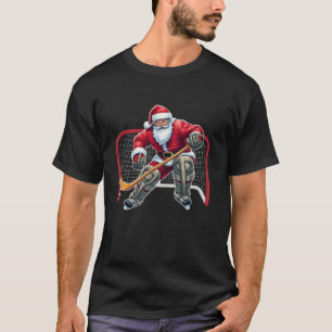 Santa Ice Hockey Goalie Christmas Xmas Costume Men T-Shirt