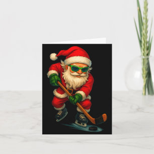 Santa Ice Hockey Player Christmas Xmas Boys Men Bo Card