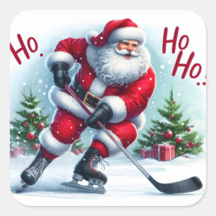 Santa Ice Skating for Christmas Cheer Square Sticker