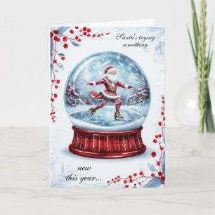Santa Ice Skating Snow Globe Winter Greeting Card