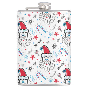 Santa illustration Christmas Stocking stuffers Hip Flask