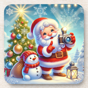 Santa in a Festive Christmas Scene Coaster