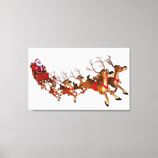 Santa In A Sleigh Wall Art (Front)