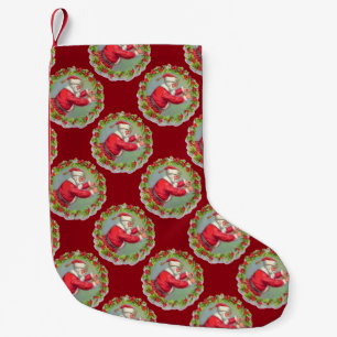 Santa in a Wreath Christmas Tree Stocking