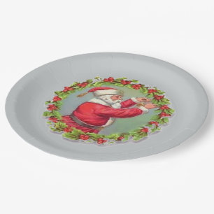 Santa in a Wreath Paper Plates