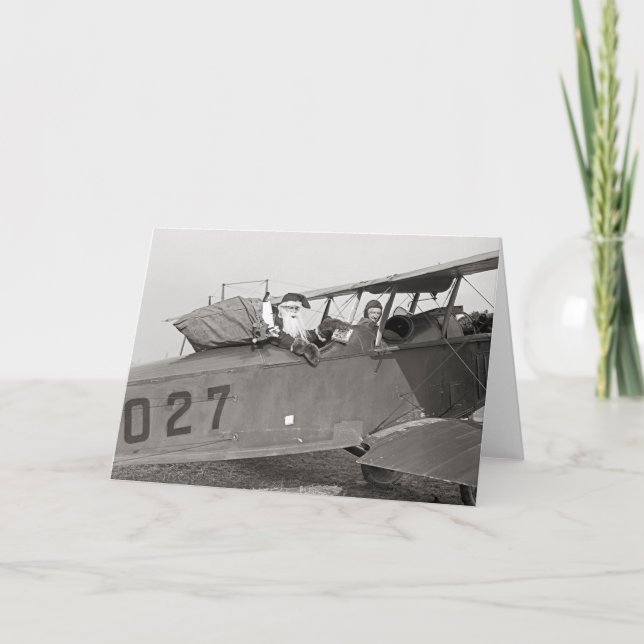 Santa in an Aeroplane, 1921 Holiday Card (Front)