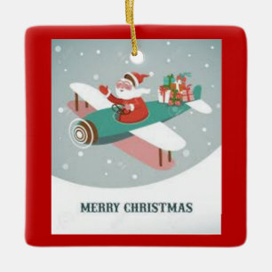 Santa in an Aeroplane Christmas Ornament