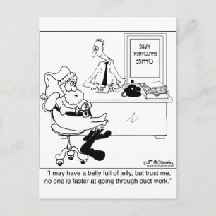 Santa in an Heating & Air Employment Office Holiday Postcard