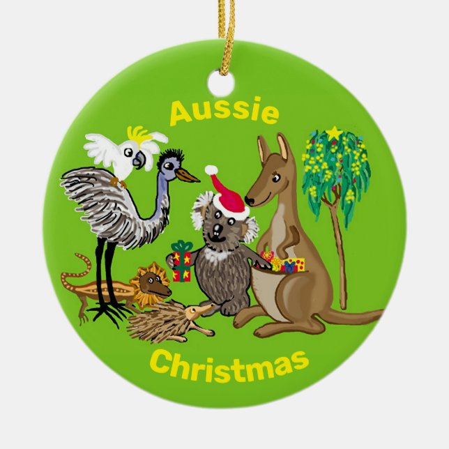 Santa in Australia Ceramic Ornament (Front)