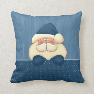 Santa in Blue and Winter White Christmas Cushion