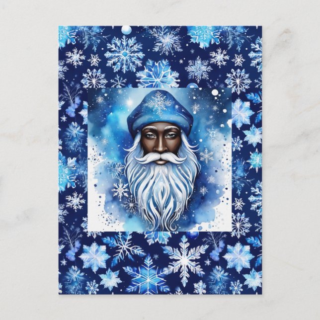 Santa in Blue  Postcard (Front)