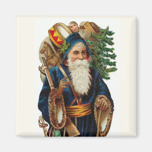 Santa In Blue Vintage Magnet