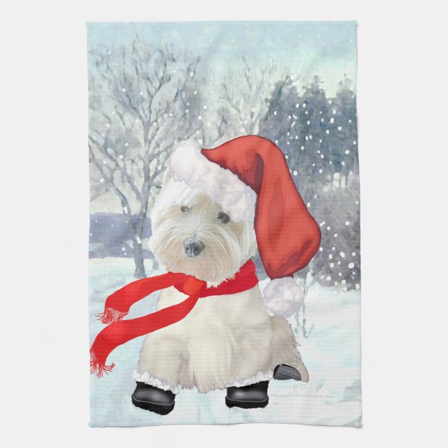 Santa in Boots Tea Towel (Vertical)