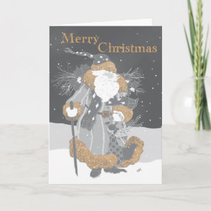 Santa in Chalk Grey Holiday Card