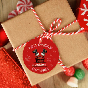 Santa in Chimney Christmas gift hang tag