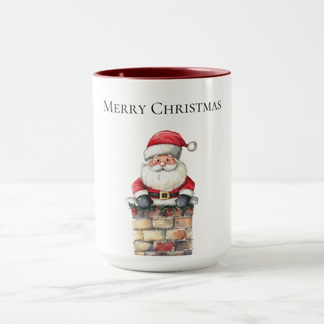 Santa in Chimney Christmas Mug (Center)