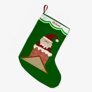 Santa in Chimney Personalised Small Christmas Stocking
