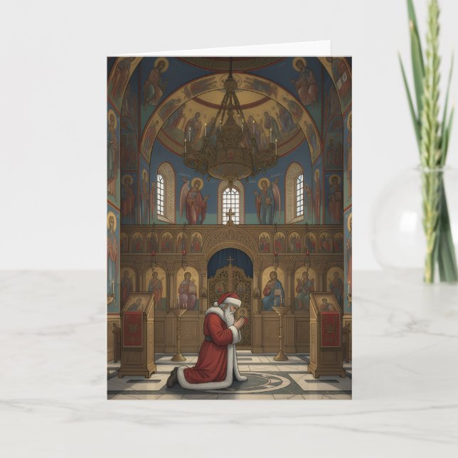 Santa in Eastern Orthodox Church Christmas Card (Front)
