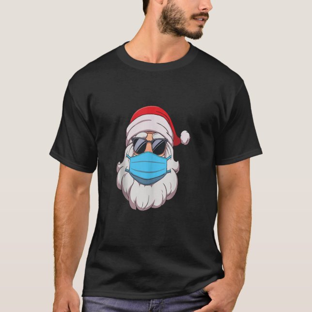 Santa In Face Mask Shirt Mens Funny Merry Christma (Front)
