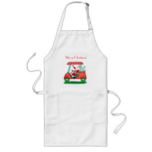 Santa In Golf Cart Merry Christmas  Long Apron