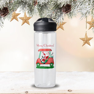 Santa In Golf Cart Merry Christmas  Water Bottle