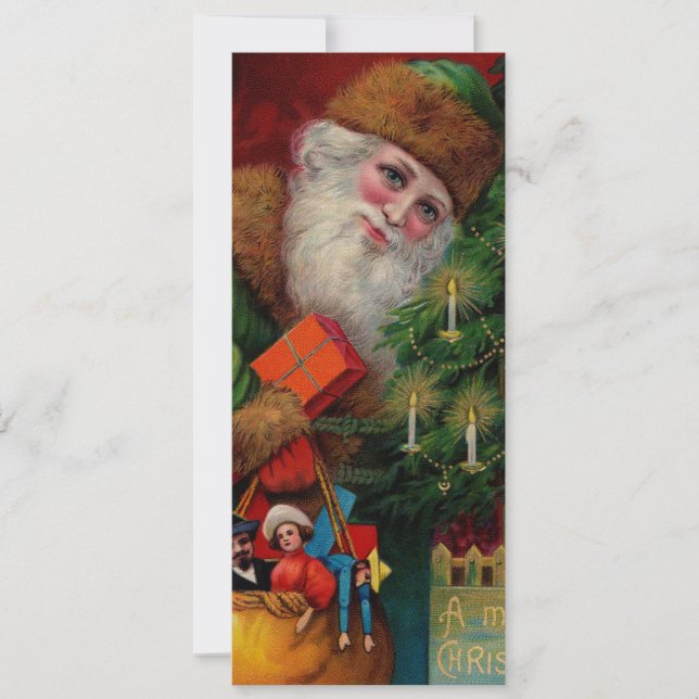 Santa in Green Invitation (Front)