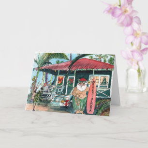 Santa in Hawaiian Christmas Card
