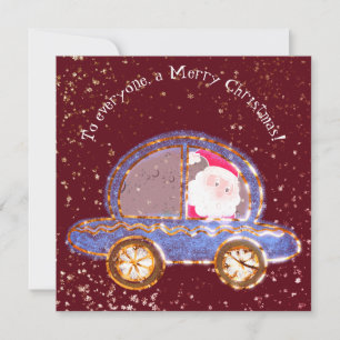 Santa in his car at Christmas