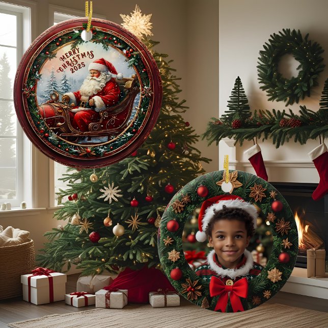 Santa in His Sleigh  Ceramic Tree Decoration (Creator Uploaded)