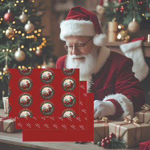 Santa in His Sleigh Greeting Card Wrapping Paper Sheet