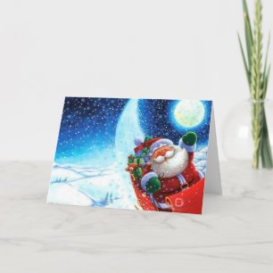 Santa in His Sleigh Holiday Card