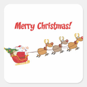 Santa in his Sleigh Square Sticker