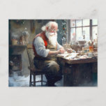 Santa in his Workshop Postcard<br><div class="desc">Santa in his workshop an AI generated painting</div>