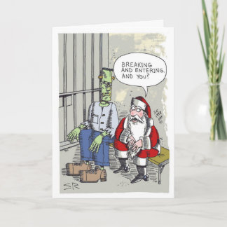 Santa in Jail greeting card