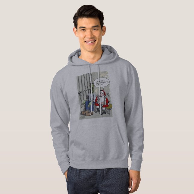 Santa In Jail grey hooded sweatshirt (Front Full)