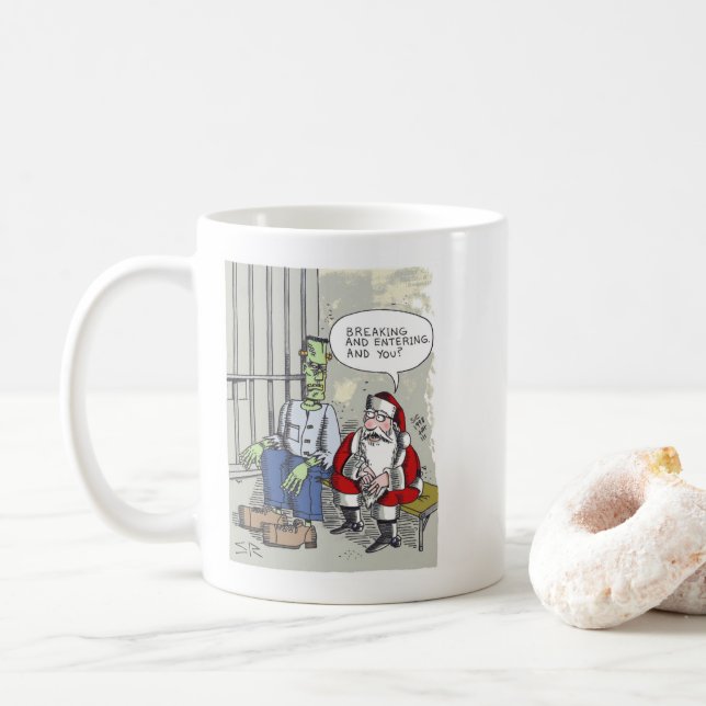 Santa In Jail mug (With Donut)