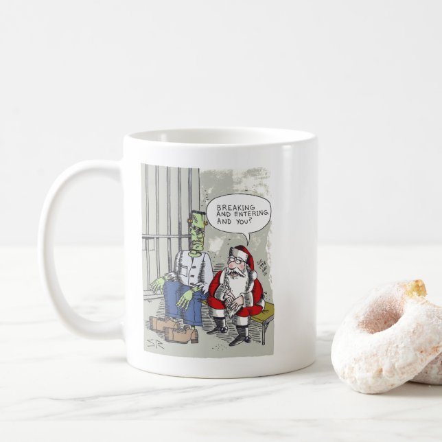 Santa In Jail mug (With Donut)