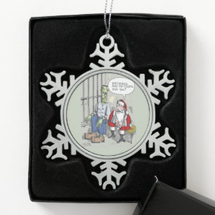 Santa In Jail pewter snowflake ornament