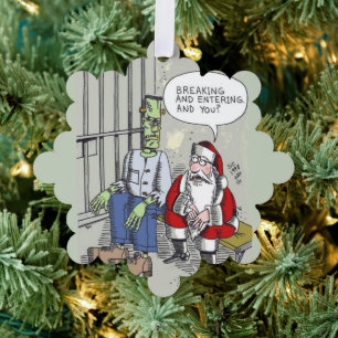 Santa In Jail snowflake paper ornament