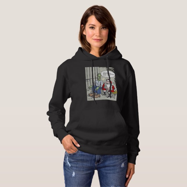 Santa In Jail women black hooded sweatshirt (Front Full)
