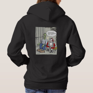 Santa In Jail women black hooded sweatshirt back