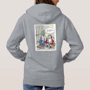 Santa In Jail women gray vivd hooded sweatshirt bk